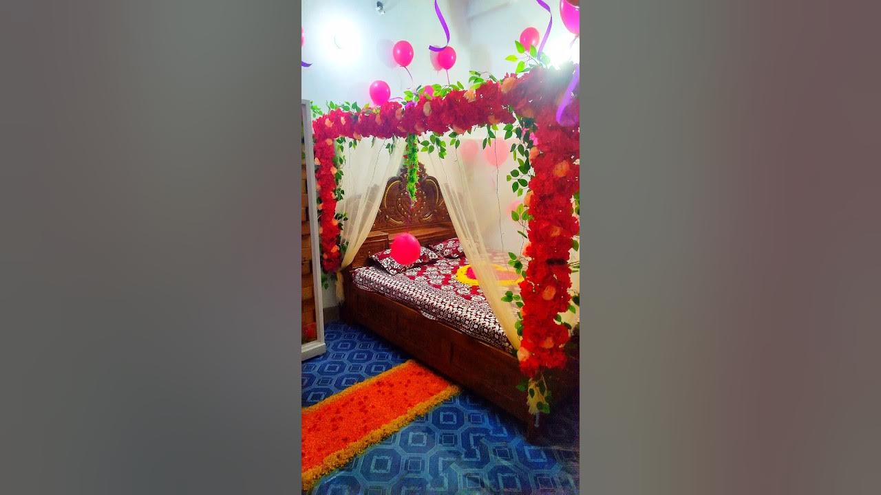 First Night Decoration Ideas With Flowers Ballons And Net Happy first-night-decoration-ideas-with-flowers-ballons-and-net-happy