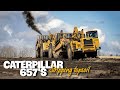 Stripping topsoil with the biggest scrapers they make...| CATERPILLAR 657's