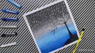 Rainy Day Drawing With Oil Pastels for Beginners l #oilpasteldrawing-1 l Moon Art World