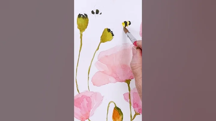 How to Paint Poppies in Transparent Watercolor | Timelapse Preview of Full Realtime Tutorial #shorts