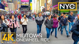 Onewheel Ride in NYC Midtown - 4K New York City Tour with Real City Sounds