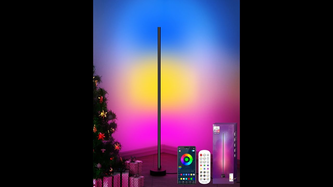 HANDSONIC RGBIC, lampada da terra a LED, dimmerabile, 128 cm, rimovibile, girevole a 360°, colore nero, lampada da terra con app, 300 modalità di scena, modalità musica, Floor Lamp Gaming LED