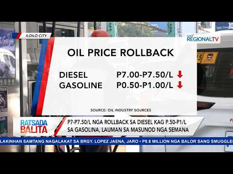P7-P7.50/L rollback sa diesel kag P.50-P1/L sa gasolina, lauman sa sunod nga semana | Ratsada Balita