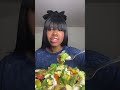 EAT WITH ME |JERK SHRIMP SALAD PART 1| SUBSCRIBE! 💙 #yummy #eatingsounds #macaroot #spicy #shorts