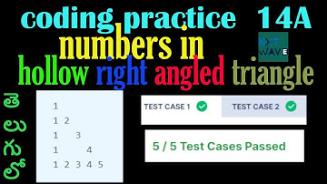 coding practice 14A ||numbers in hollow right angled triangle||explanation in Telugu||CCBP||NXT wave