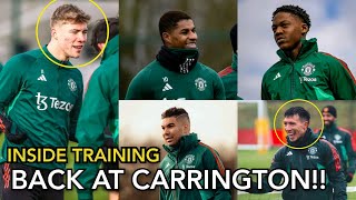 BACK AT CARRINGTON | Hojlund, Mainoo, Garnacho, Martinez, Rashford Join Man United Training Today