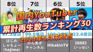 【再生数ランキング】国内YouTubeチャンネル累計再生数ランキングトップ30（2023年5月末時点）