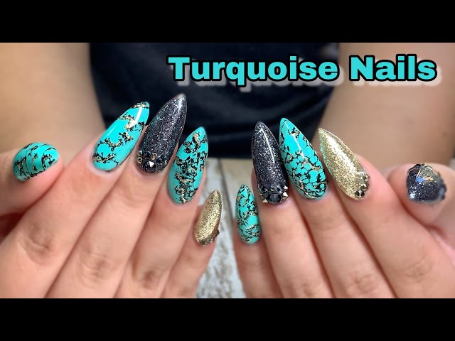 Turquoise waves on a pink beach - Keely's Nails