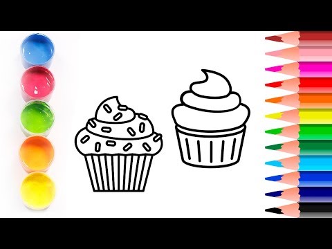 Glitter ✨Dibujamos CUPCAKES 🧁Pinta y colorea 💫 Coloring and Drawing