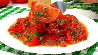 Вкусно так, что съедается всё: и помидоры, и сок до последней капли. Вкуснейшая закуска из помидоров