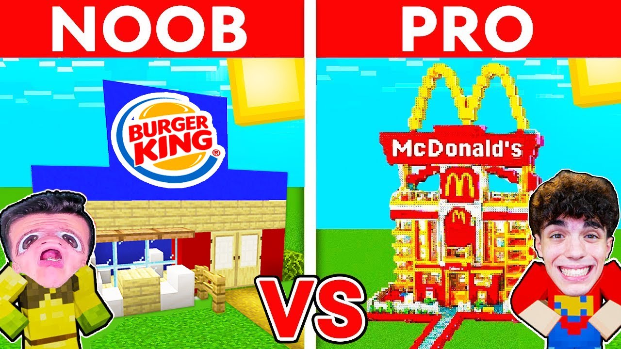 NOOB VS PRO: BATTAGLIA DI COSTRUZIONI MCDONALDS vs BURGER KING su MINECRAFT!