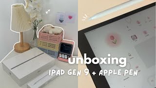 Unboxing ? iPad gen 9 + apple pencil (space gray 64gb) customizing, aesthetic set up, how i edit