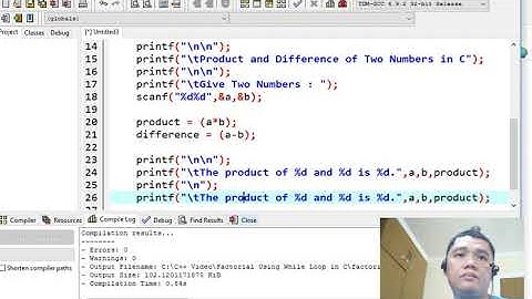 Product and Difference of Two Numbers in C