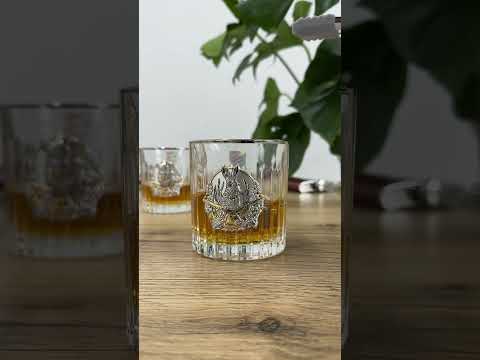 Набір для віскі "Полювання" (6 шт) платина, срібло, золото, кришталь Гранд Презент GPB6MYS2PG, видео 1