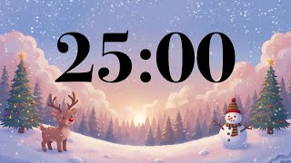 25 Minute Christmas Music Timer 🎄 December Snow, Cute Countdown & Peaceful Carols for Classroom Calm