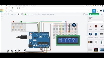 Electronic Voting Machine using Ardunio UNO in TinkerCAD