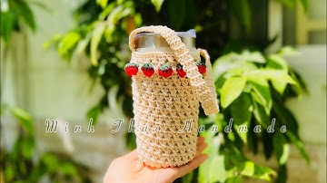 #109. Crochet Strawberry Water bottle bag - Hướng dẫn móc túi đựng ly/bình giữ nhiệt