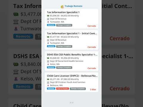 Trabajo remoto en Seattle: $5,666.00 - $7,622.00 mensuales