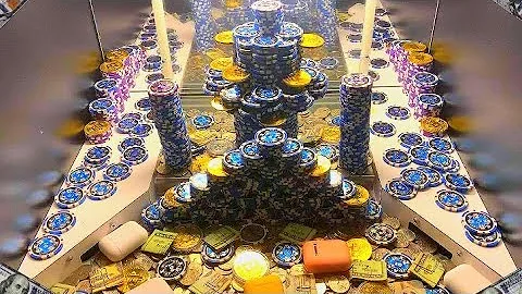 HIGH LIMIT COIN PUSHER $500 BUY IN! || HUGE BITCOIN TOWER GLUED TO THE COIN PUSHER! || (JACKPOT)