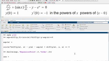 SERIES SOLUTION DSOLVE MATLAB 2020a