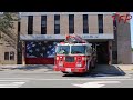 FDNY Ladder 106 "The Tiller Truck!" Responding with a 2002 spare rearmount to a stuck elevator.