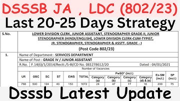 Last 20 Days Strategy | Jr. Assistant | DSSSB | Complete Analysis #dsssb #juniorassistantexam