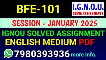 BFE 101 solved assignment 2025 | BFE 101 solved assignment 2025 | Ignou BFE 101 in English