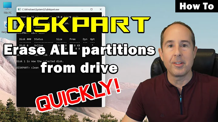 💽 How to erase ALL partitions using DISKPART | Quickly remove ALL partitions from a drive