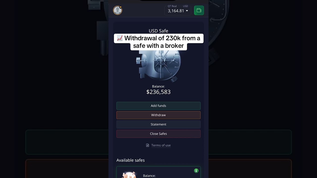 📈 Withdrawal of 230k from a safe with a broker 