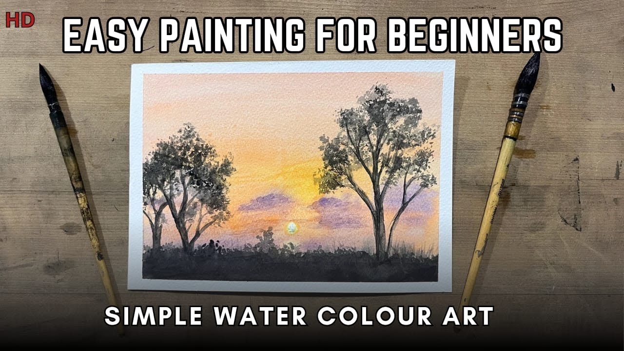 Easy watercolour art | quick simple watercolour painting | landscape ...