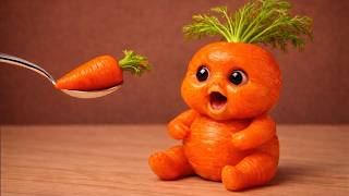 Cute or Creepy? Baby Veggies Eating Veggies 🥦👀 Oddly Satisfying ASMR screenshot 2
