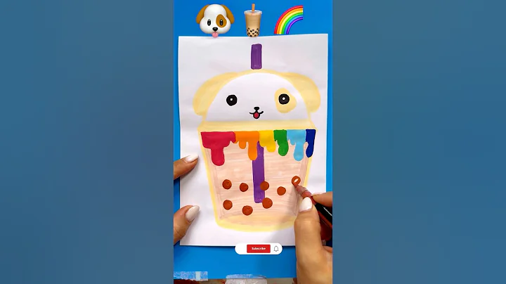 OMG!! So Cute 🧋🌈🐶 #shorts #youtubeshorts#drawing #art #emojichallenge #emojis #viral #trending