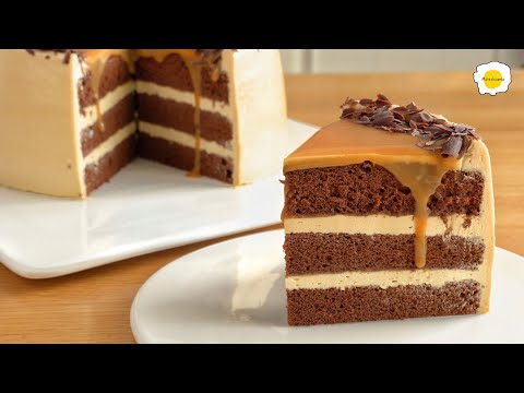 Caramel Cream Chocolate Cake Recipe  Recette de gteau au chocolat et  la crme caramel