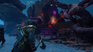 God of War Ragnarök the forbidden sands throwing axe puzzle red vine hive