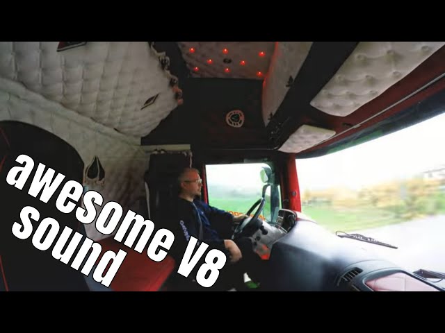 #35 Best Scania sound ever! Scania R500 with open pipe. Amazing V8 sound! class=