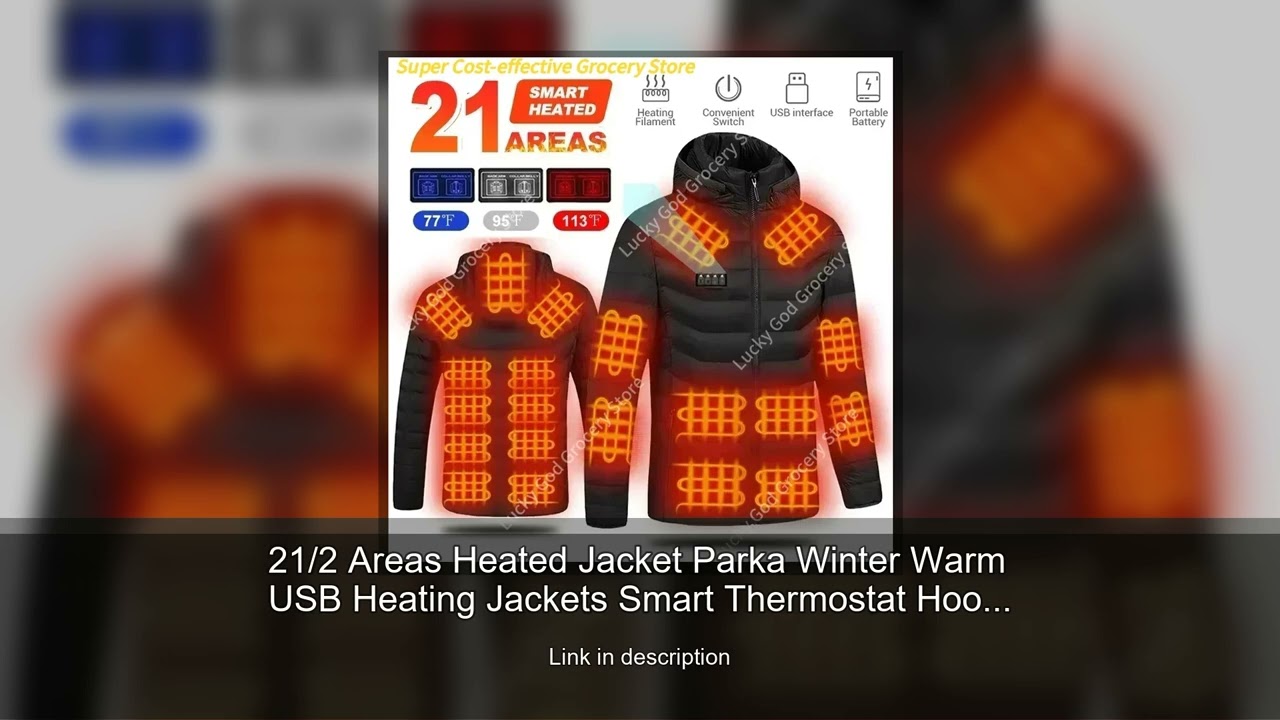 21/2 Areas Heated Jacket Parka Winter Warm USB Heating Jackets Smart Thermostat Hooded Heated C