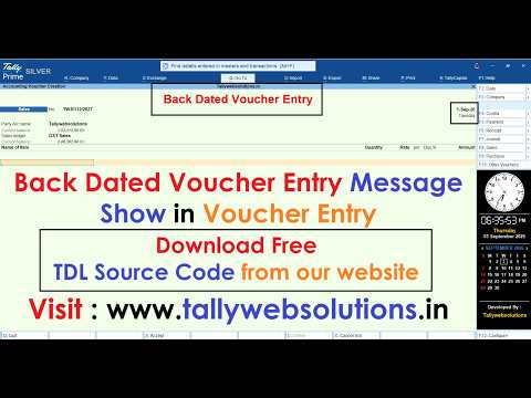 (Free) TDL Source Code of Back Dated Voucher Entry Message Show in Voucher Entry (Quick Download Free TDL Source Code in One click)