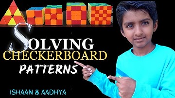 Checkerboard Pattern using 2x2 3x3 4x4  5x5 Pyraminx Rubik