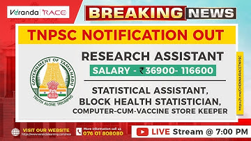 TNPSC | Notification | Research Asst. in Evaluation & Combined Statistical Subordinate Service Exam