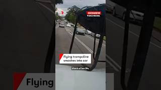 Flying trampoline hits car in Punchbowl, Sydney