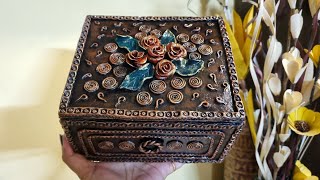 Diy jewellery box from cardboard 🎁 Waste cardboard reuse idea 📦 #crafts #homedecor #bestoutofwaste