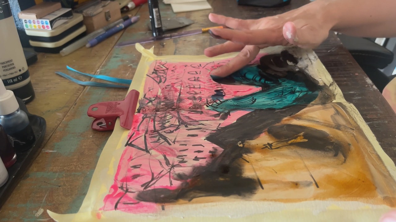 Experimenting with Inks & Acrylics | Prague Rooftop Sketch