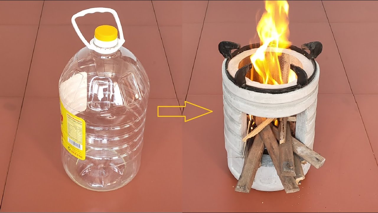 Make wood stoves from cement and old plastic bottles - YouTube