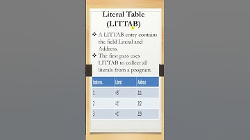 Literal Table (LITTAB) | Assembler| System Software  #systemsoftware #assemblylanguage #literal