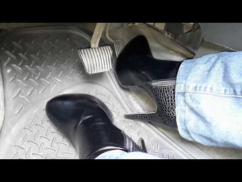 Torturing engine in high heel hard revving boots