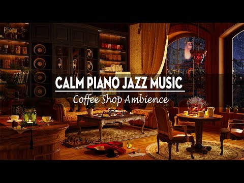Rain Night Coffee Shop Ambience with Calm Piano Jazz Music |Relaxing Sweet Jazz Music to Relax,Sleep