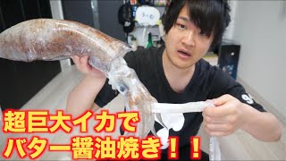 超巨大イカをさばいてバター醤油焼きを作るよ！！