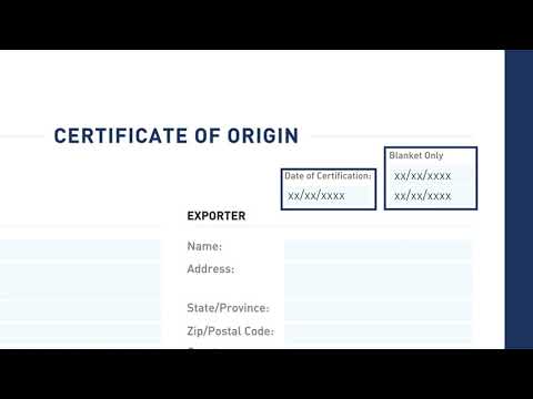 Free Trade Agreement (FTA) Certificate of Origin