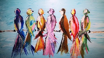 Birds on a Wire Demo Painting | Beginner Painting #beginneracrylic #abstractpainting #artinstruction