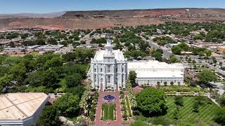 St George Utah Temple - 4k Aerial View